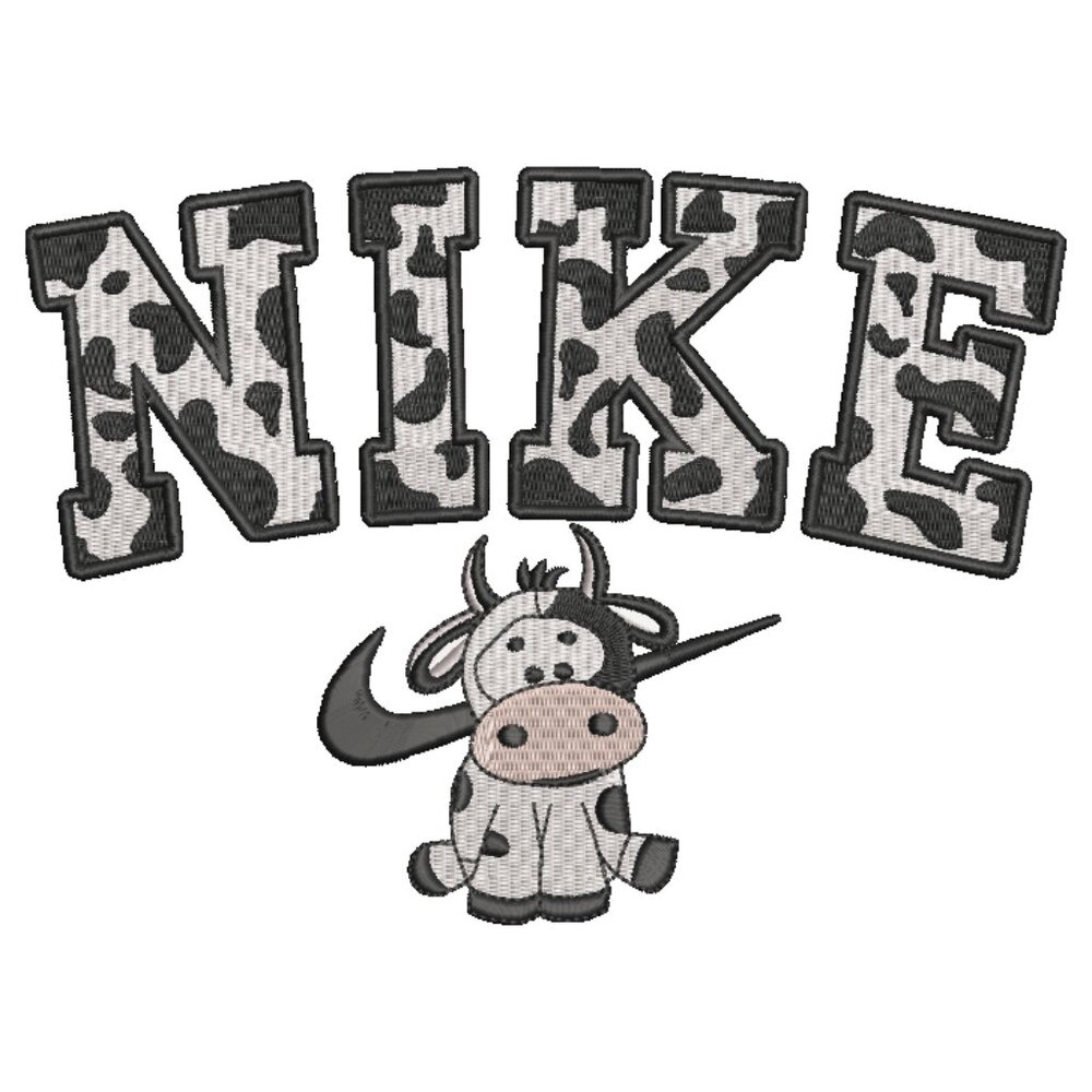 Nike Cow YOUTH Embroidered Sweatshirt Kids Boy Girl Crewneck BLACK Spotted